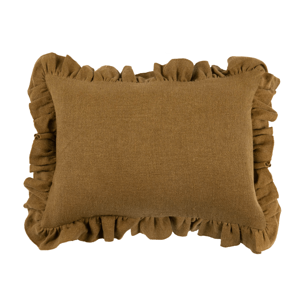 Anita Linen Solid Throw Pillow Cover, Mustard Ruffled - Tampa Home & Garden Store
