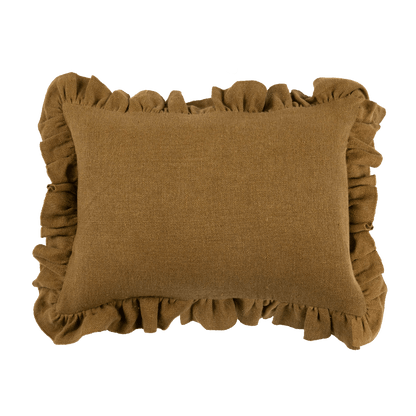 Anita Linen Solid Throw Pillow Cover, Mustard Ruffled - Tampa Home & Garden Store