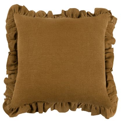 Anita Linen Solid Throw Pillow Cover, Mustard Ruffled - Tampa Home & Garden Store