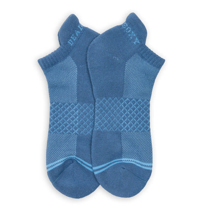 Cozy Ankle Socks 4-Pack by DeadSoxy in blue knit with diamond lattice pattern on Tampa Home & Garden Store