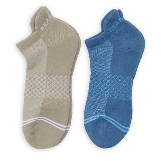 Elements Ankle Socks 2-Pack beige and blue DeadSoxy ankle socks with diamond-knit pattern on Tampa Home & Garden Store