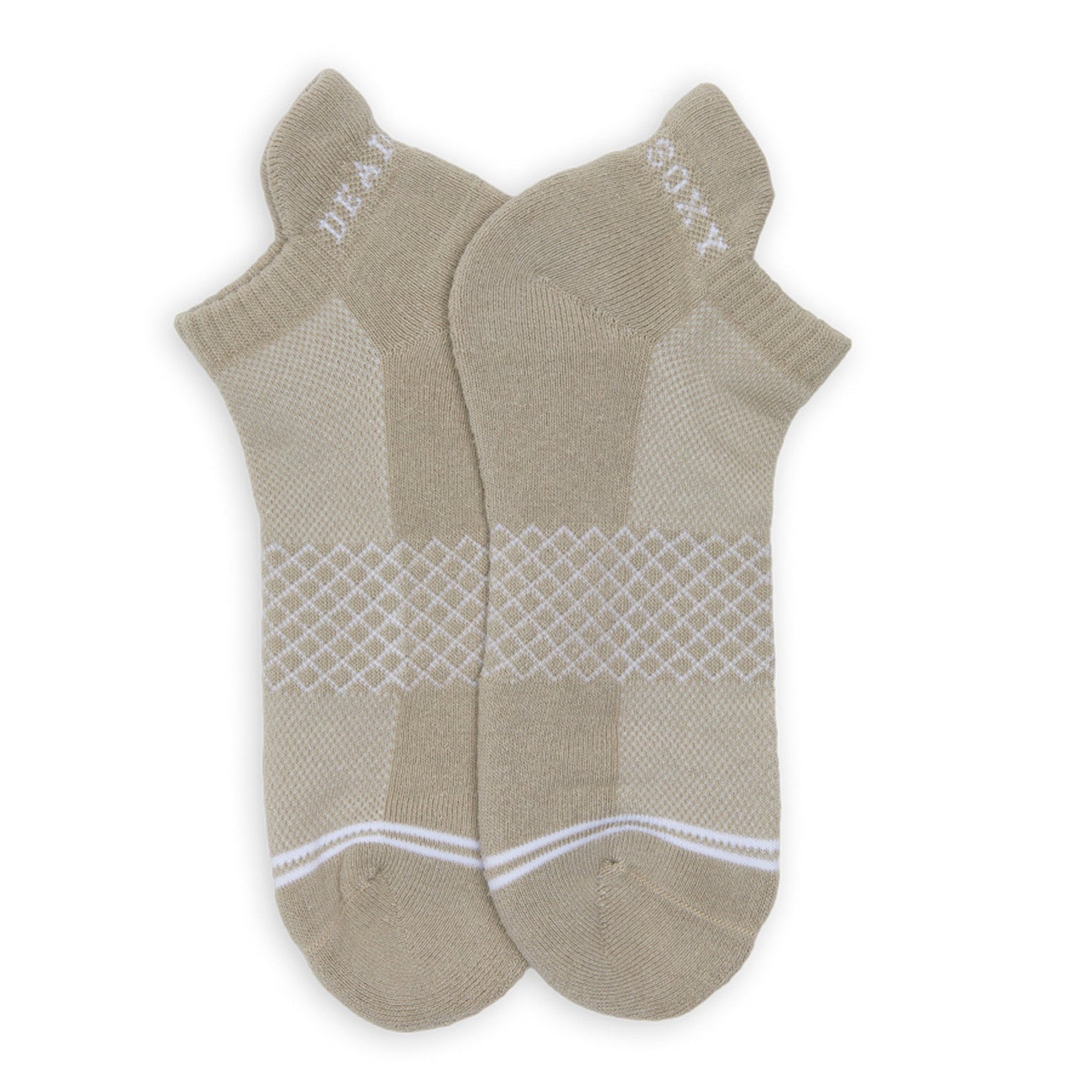 Cozy Ankle Socks 4-Pack beige DeadSoxy with white diamond lattice pattern on Tampa Home & Garden Store