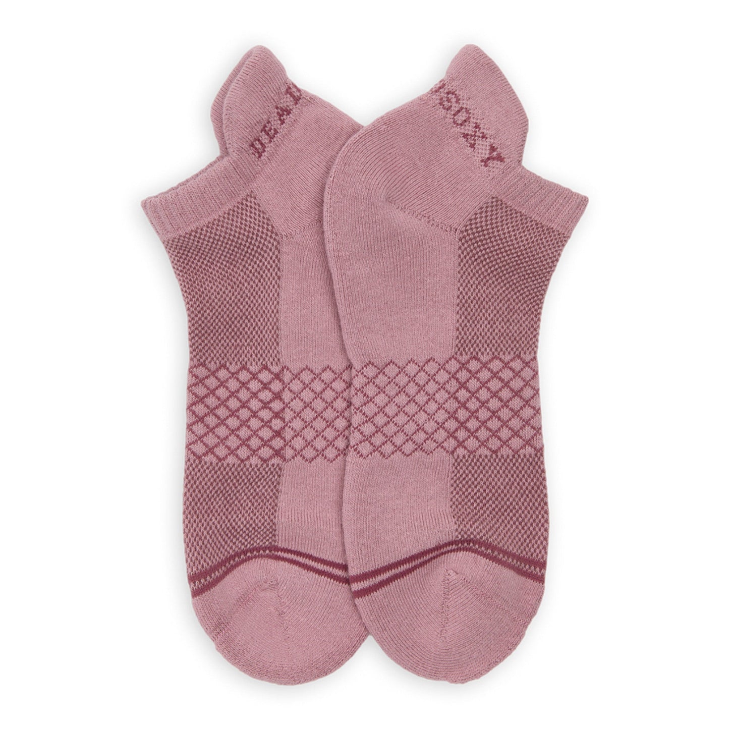 DeadSoxy Cozy Ankle Socks 4-pack in dusty pink with diamond lattice pattern on Tampa Home & Garden Store