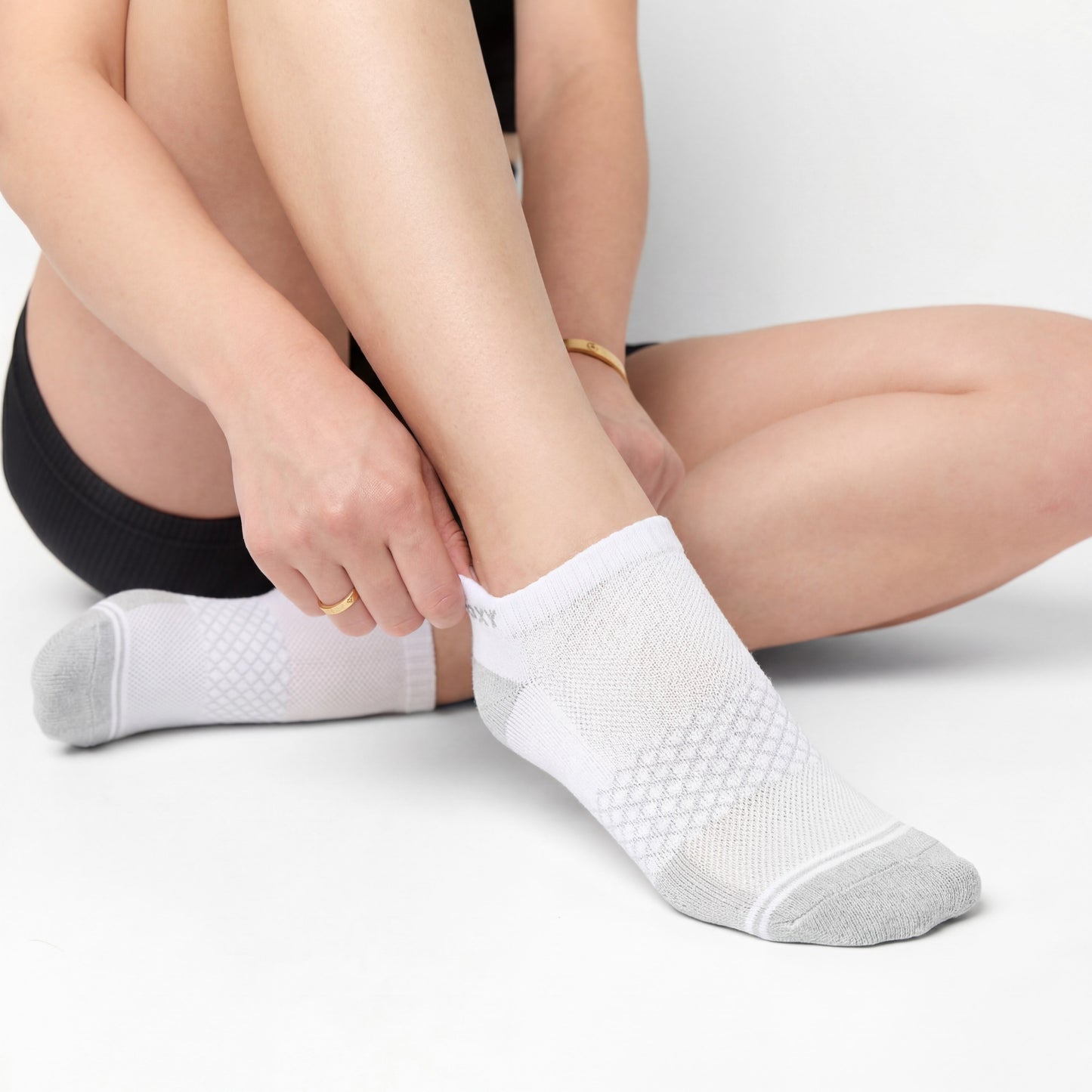 Essentials Ankle Socks 6-Pack by DeadSoxy, white ankle socks with textured grip pattern on Tampa Home & Garden Store