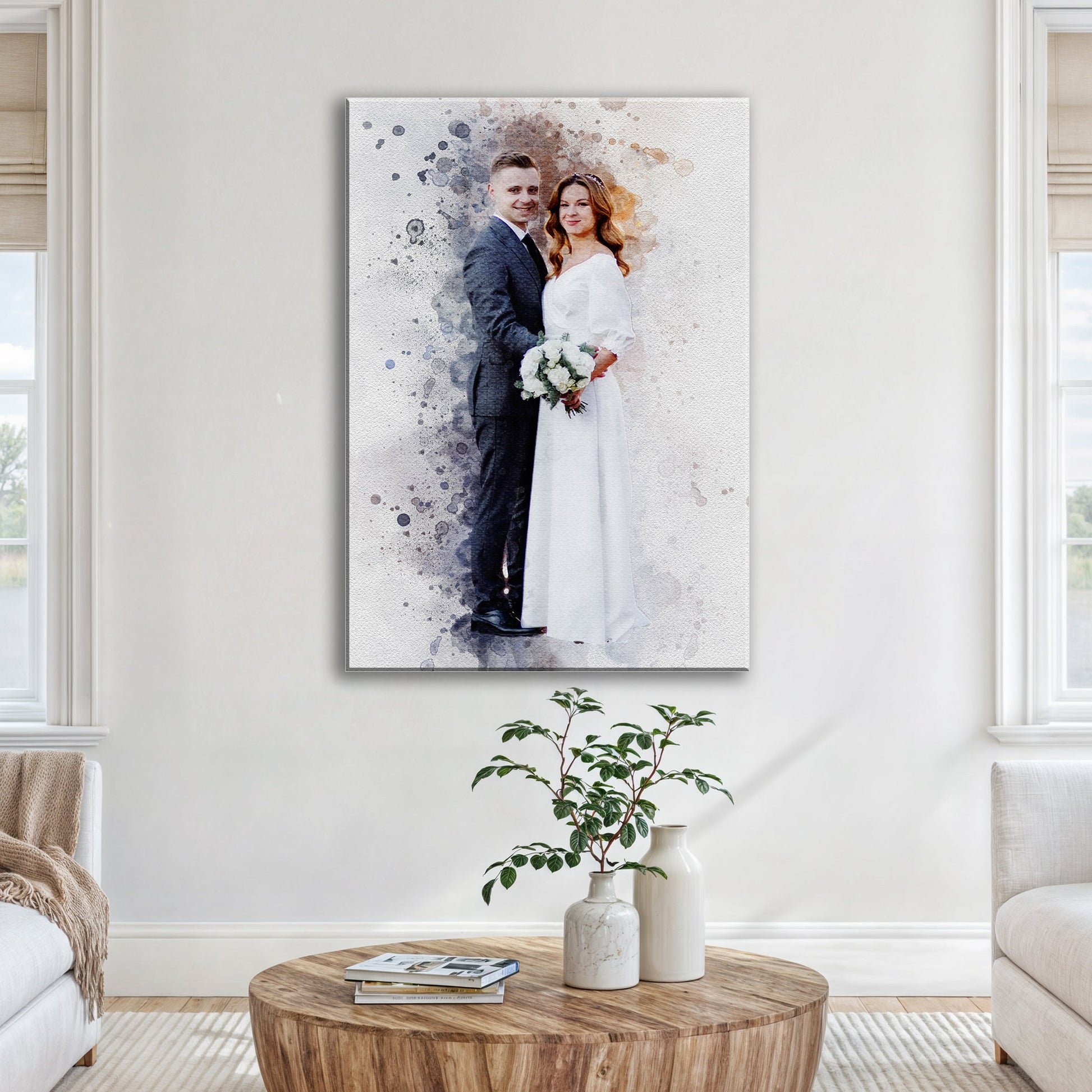 Custom Anniversary Watercolor Portrait canvas Tailored Canvases crafting canvas on Tampa Home & Garden Store