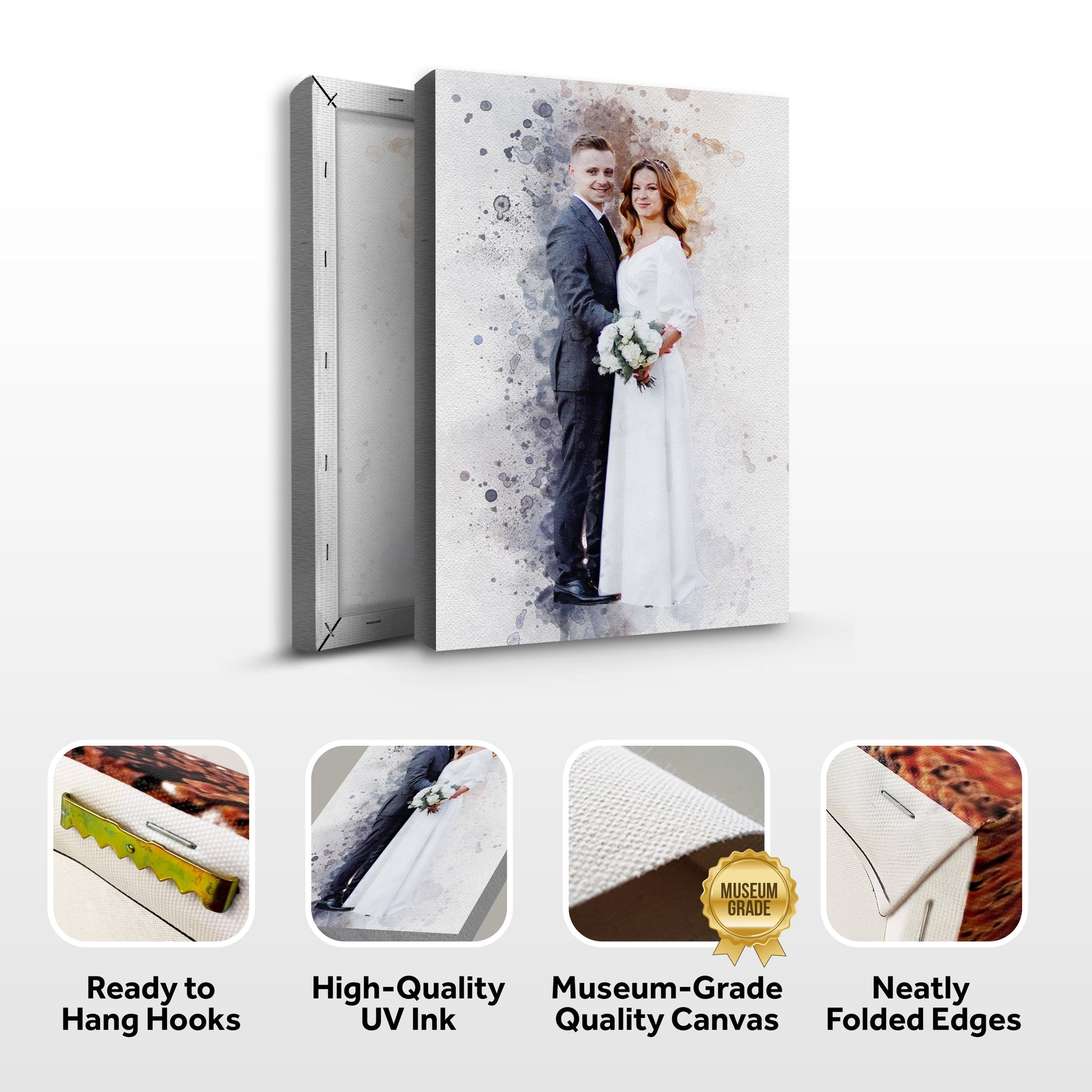 Custom Anniversary Watercolor Portrait canvas featuring couple by Tailored Canvases on Tampa Home & Garden Store