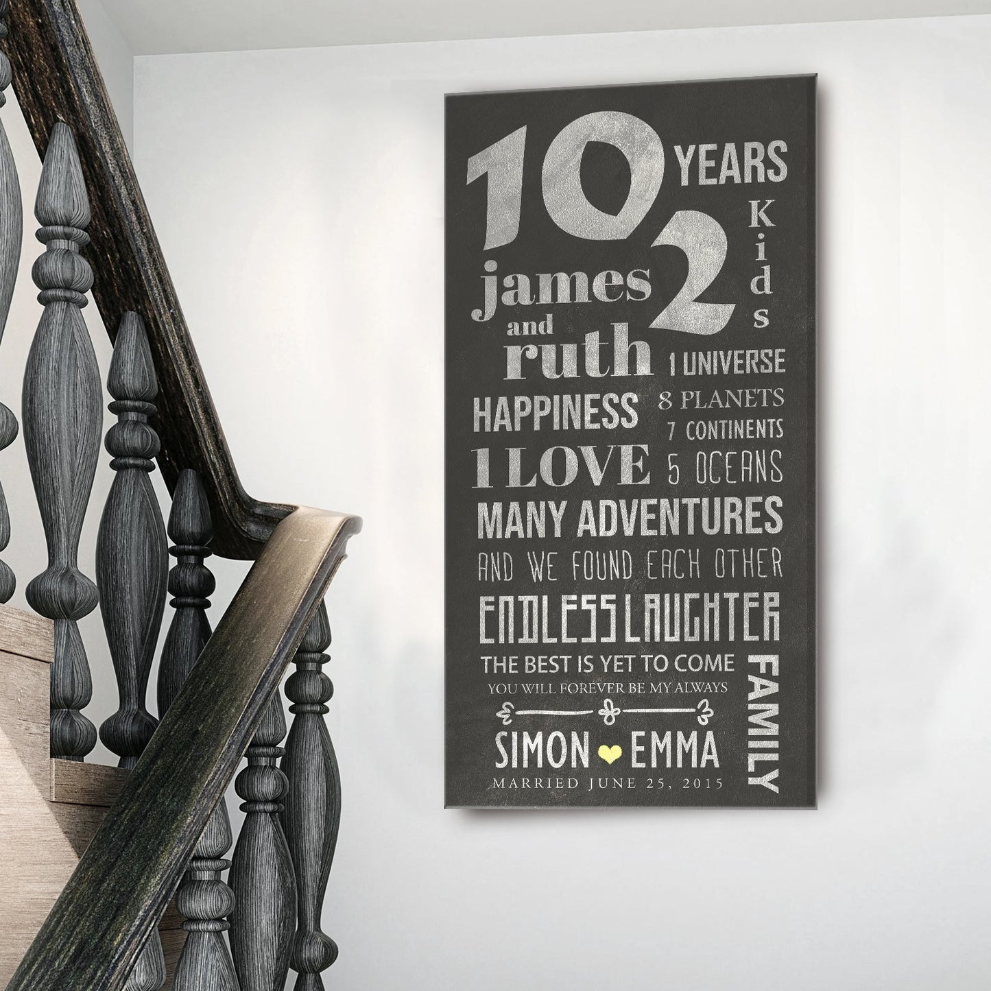 Journey Sign canvas wall art in charcoal gray with white typography by Tailored Canvases on Tampa Home & Garden Store