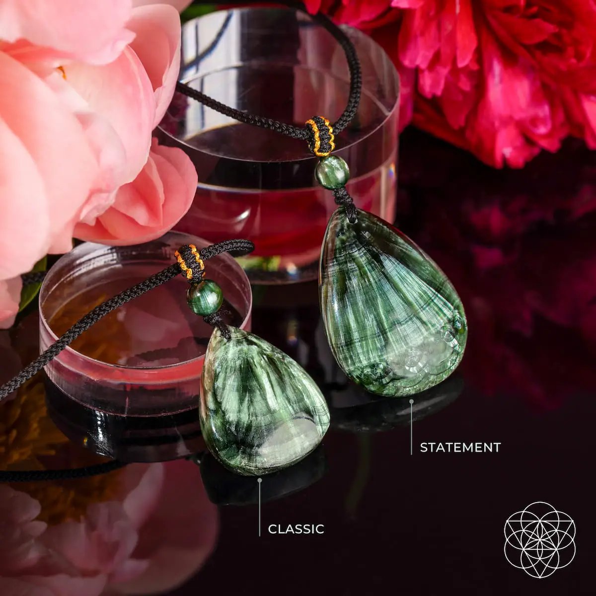 The Angel by My Side seraphinite pendant necklace with two green teardrops Conscious Items on Tampa Home & Garden Store