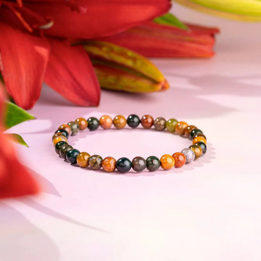 Bracelet: Quiet My Mind Ocean Jasper 6mm by Conscious Items, multicolored gemstone beads on Tampa Home & Garden Store