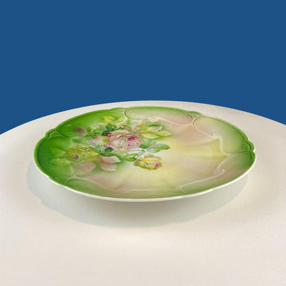 Antique 12" Serving or Decorative Plate. Hand Painted Pink Roses.  Dining Room Wall Decor or Collectible Display. Wedding Registry Gift. - Tampa Home & Garden Store