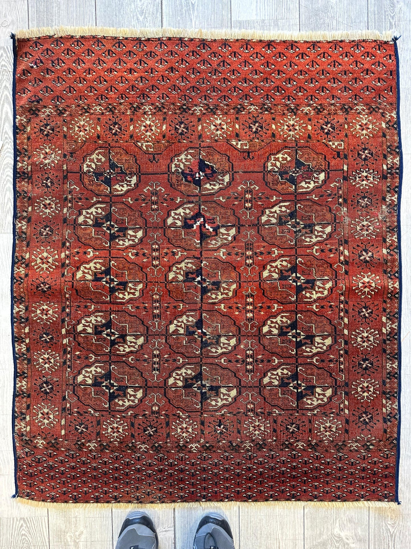Antique 1880’s Tribal Turkoman Tekke Wedding Rug 3’4” x 4’1” - Tampa Home & Garden Store