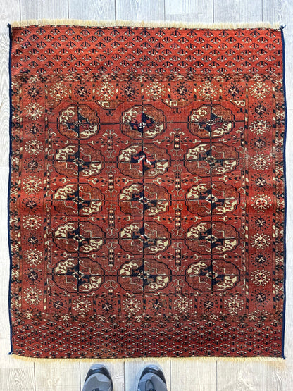 Antique 1880’s Tribal Turkoman Tekke Wedding Rug 3’4” x 4’1” - Tampa Home & Garden Store