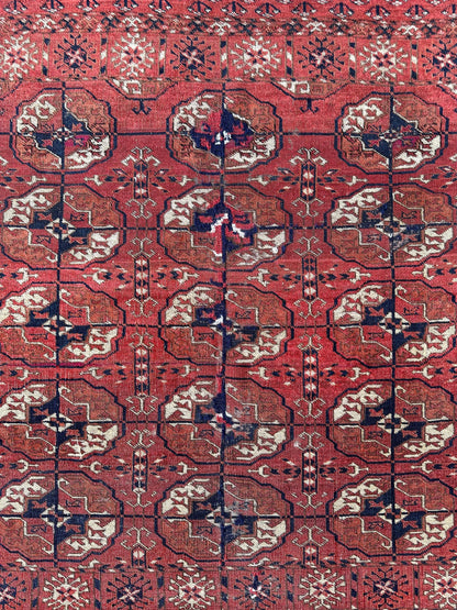 Antique 1880’s Tribal Turkoman Tekke Wedding Rug 3’4” x 4’1” - Tampa Home & Garden Store