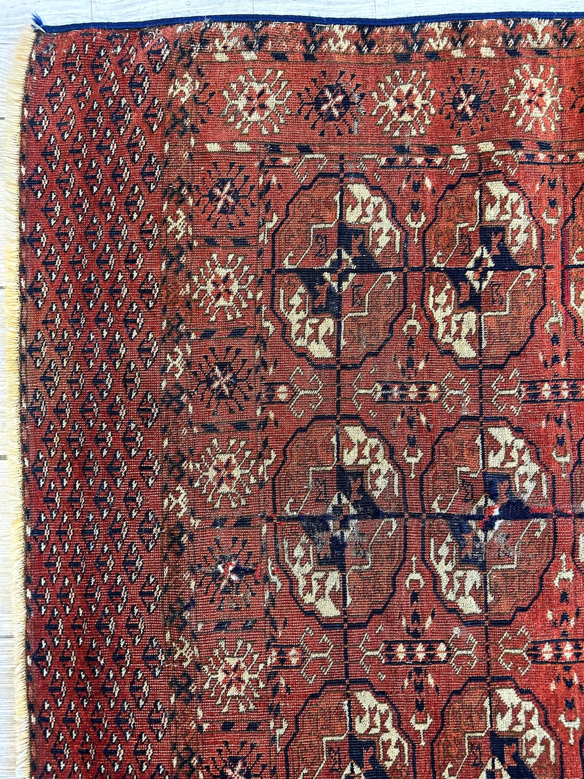 Antique 1880’s Tribal Turkoman Tekke Wedding Rug 3’4” x 4’1” - Tampa Home & Garden Store