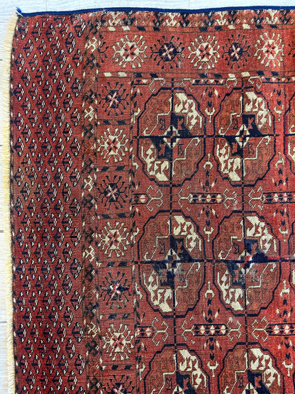 Antique 1880’s Tribal Turkoman Tekke Wedding Rug 3’4” x 4’1” - Tampa Home & Garden Store