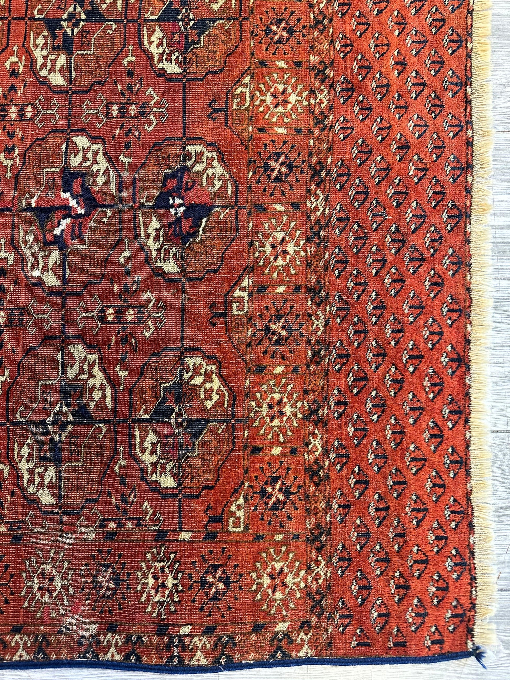 Antique 1880’s Tribal Turkoman Tekke Wedding Rug 3’4” x 4’1” - Tampa Home & Garden Store