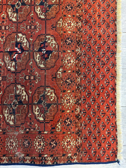 Antique 1880’s Tribal Turkoman Tekke Wedding Rug 3’4” x 4’1” - Tampa Home & Garden Store