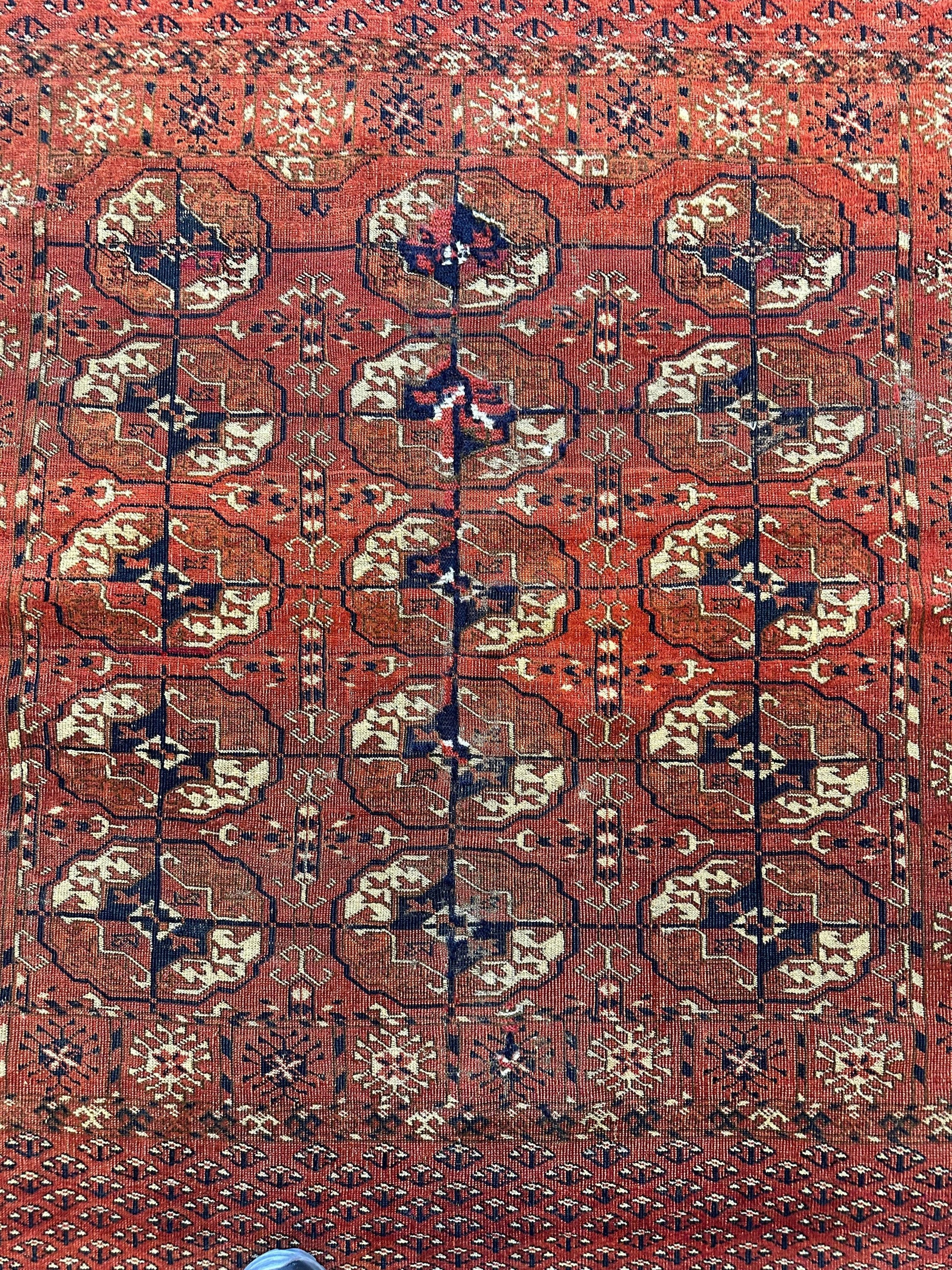 Antique 1880’s Tribal Turkoman Tekke Wedding Rug 3’4” x 4’1” - Tampa Home & Garden Store