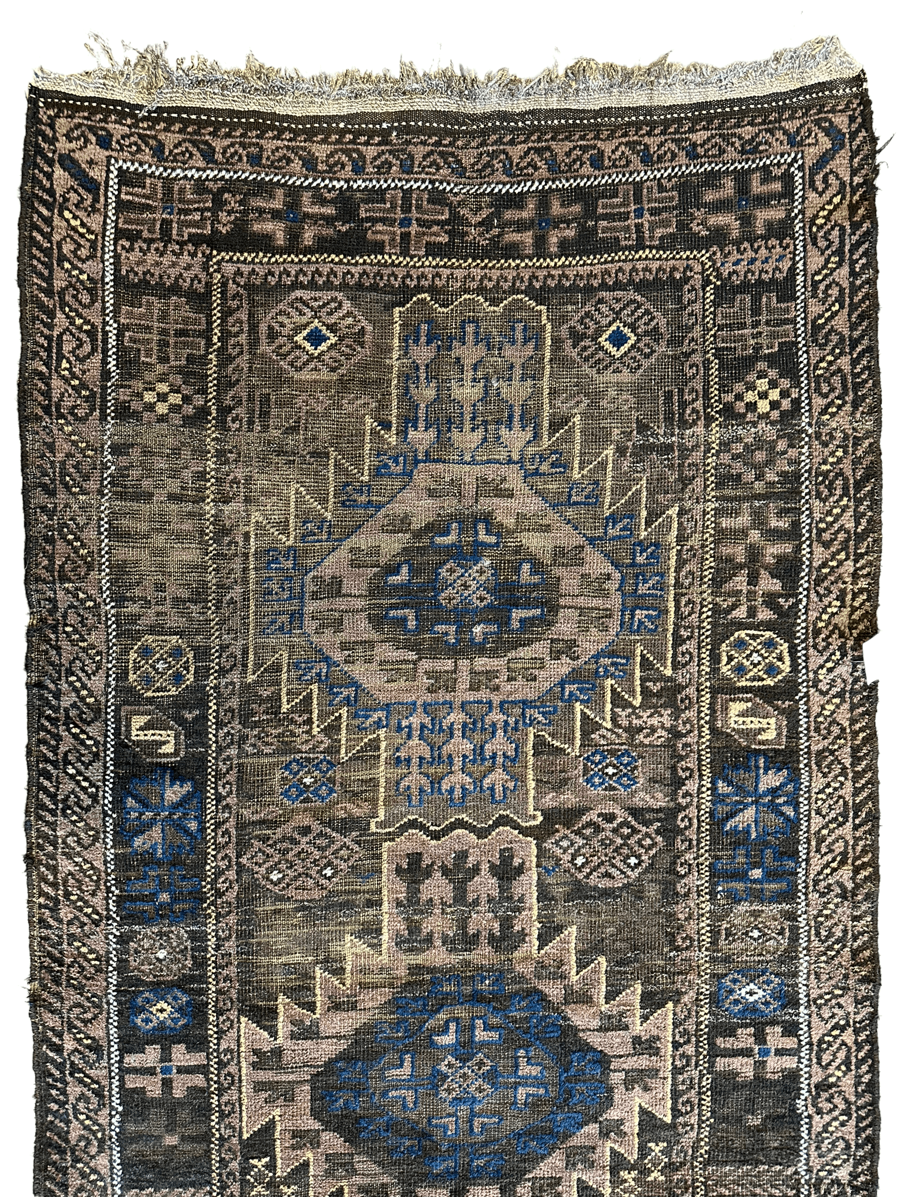 Antique 1880s Primitive Tribal Baluch Wool Rug 3’x6’4” - Tampa Home & Garden Store