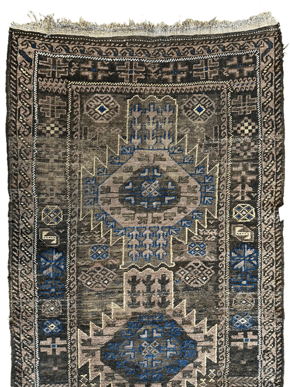 Antique 1880s Primitive Tribal Baluch Wool Rug 3’x6’4” - Tampa Home & Garden Store