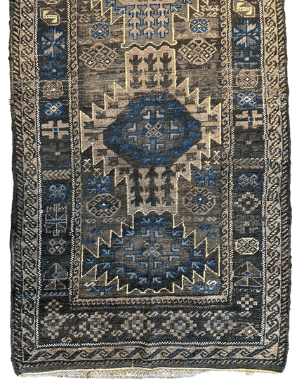 Antique 1880s Primitive Tribal Baluch Wool Rug 3’x6’4” - Tampa Home & Garden Store
