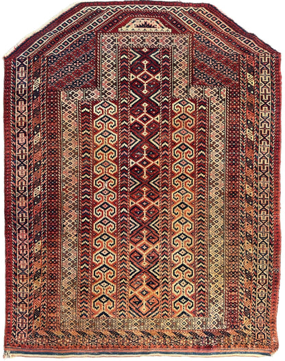 Antique 1890’s Turkoman Prayer Rug or Namazlyk 4’ x 5’2” - Tampa Home & Garden Store