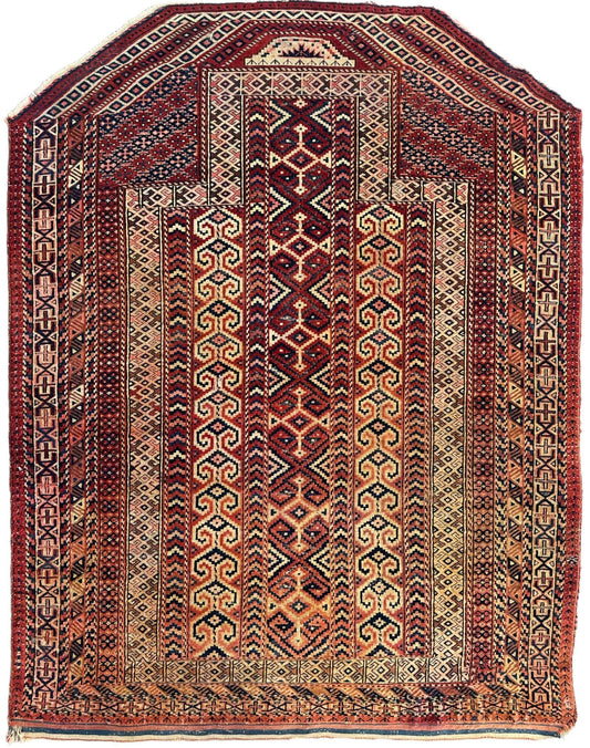 Antique 1890’s Turkoman Prayer Rug or Namazlyk 4’ x 5’2” - Tampa Home & Garden Store