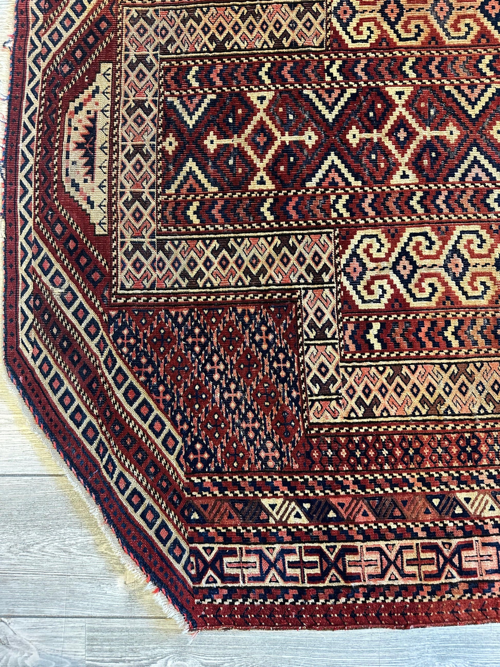 Antique 1890’s Turkoman Prayer Rug or Namazlyk 4’ x 5’2” - Tampa Home & Garden Store