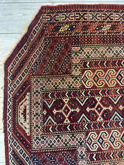 Antique 1890’s Turkoman Prayer Rug or Namazlyk 4’ x 5’2” - Tampa Home & Garden Store