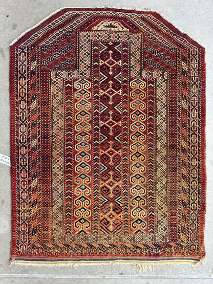 Antique 1890’s Turkoman Prayer Rug or Namazlyk 4’ x 5’2” - Tampa Home & Garden Store