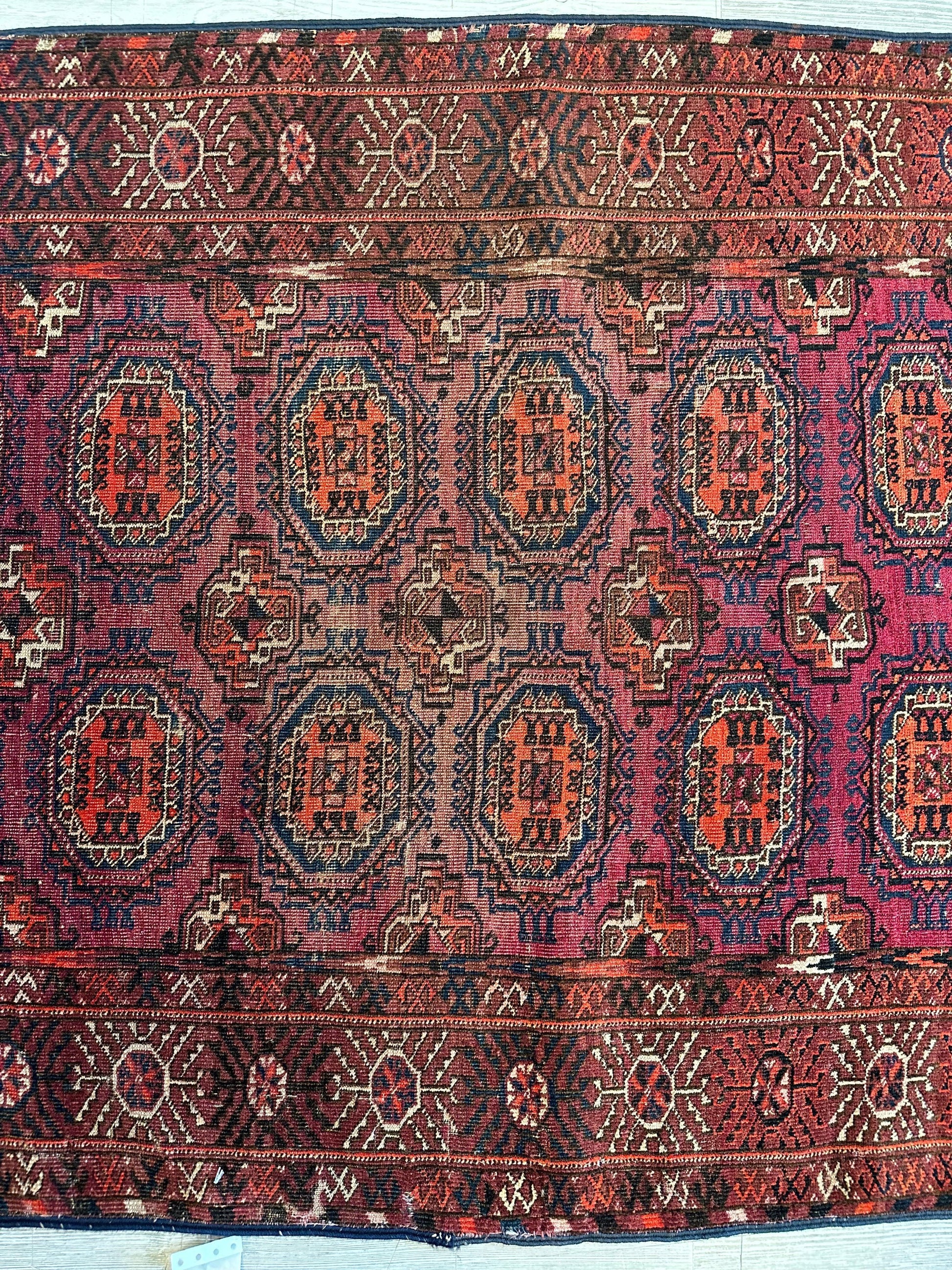 Antique 1910’s Tribal Turkoman Rug 3’ x 4’1” - Tampa Home & Garden Store