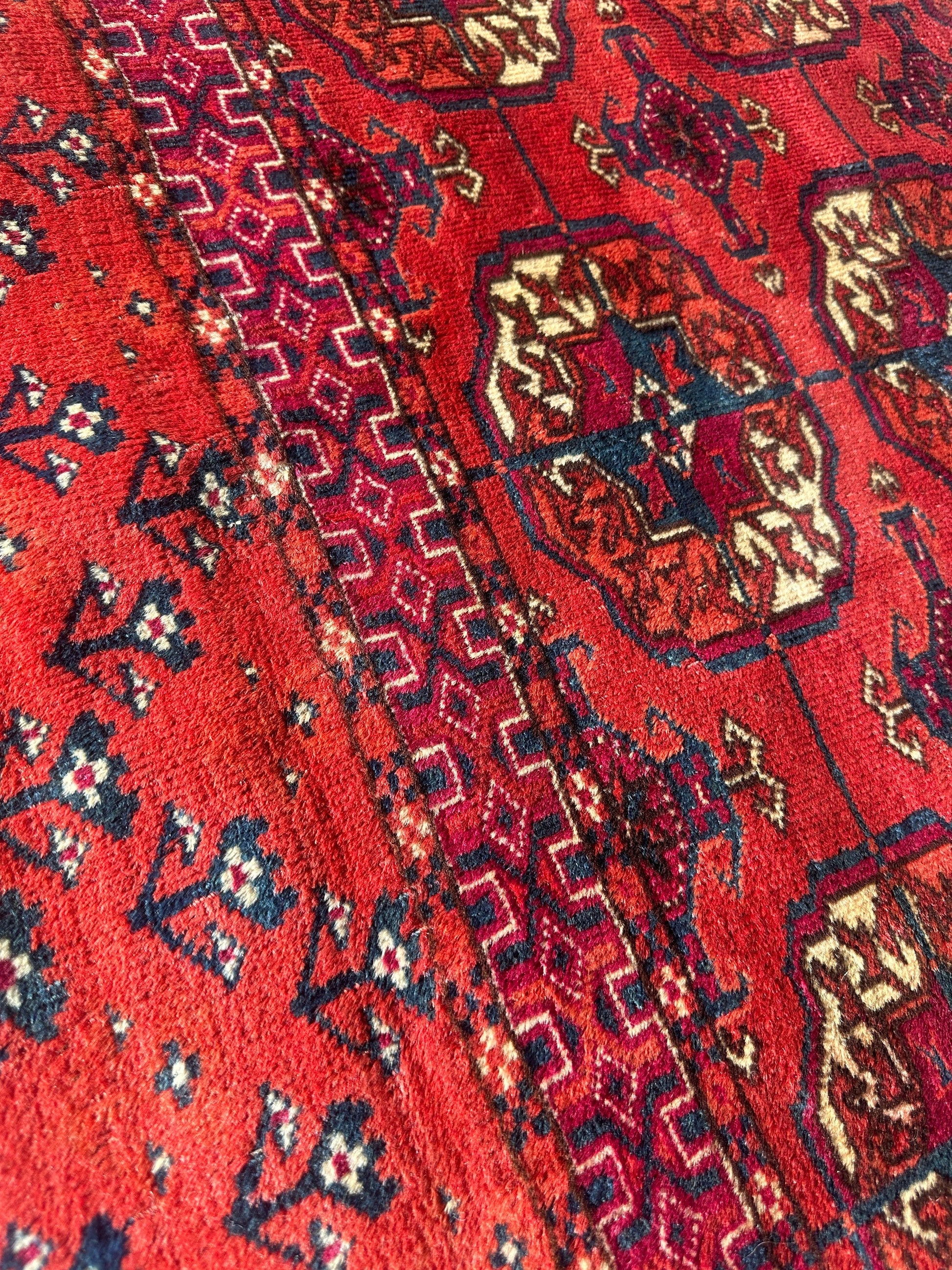 Antique 1920’s Tribal Turkoman Tekke Wedding Rug 3’4” x 4’1” - Tampa Home & Garden Store