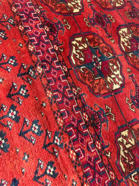 Antique 1920’s Tribal Turkoman Tekke Wedding Rug 3’4” x 4’1” - Tampa Home & Garden Store