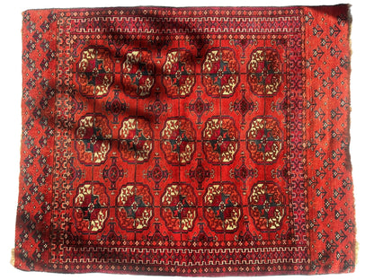 Antique 1920’s Tribal Turkoman Tekke Wedding Rug 3’4” x 4’1” - Tampa Home & Garden Store