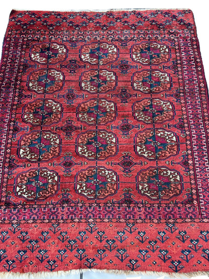 Antique 1920’s Tribal Turkoman Tekke Wedding Rug 3’4” x 4’1” - Tampa Home & Garden Store