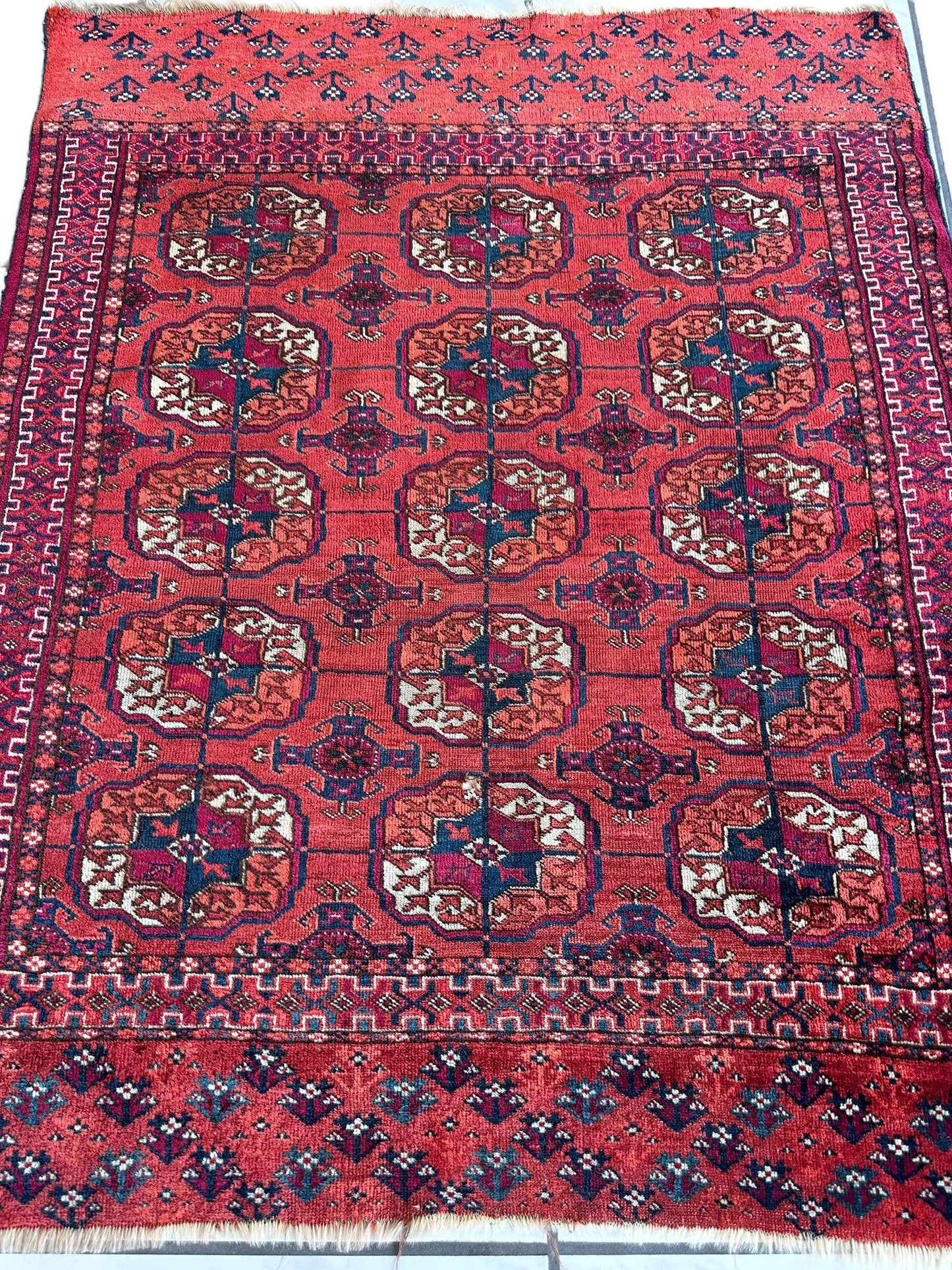 Antique 1920’s Tribal Turkoman Tekke Wedding Rug 3’4” x 4’1” - Tampa Home & Garden Store