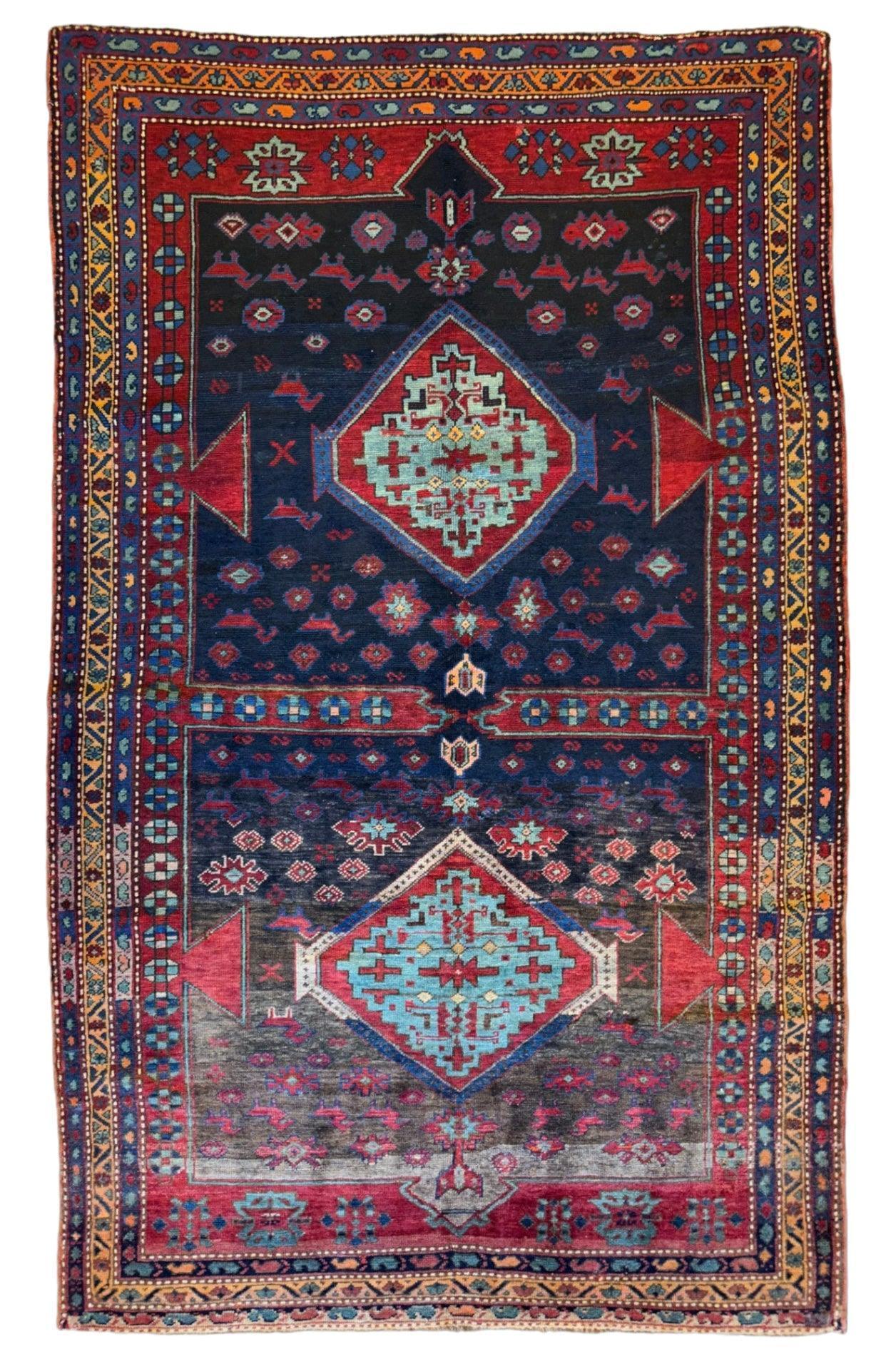 Antique 19th Century Handwoven Kazak Tribal Rug 5’ x 8’ - Tampa Home & Garden Store