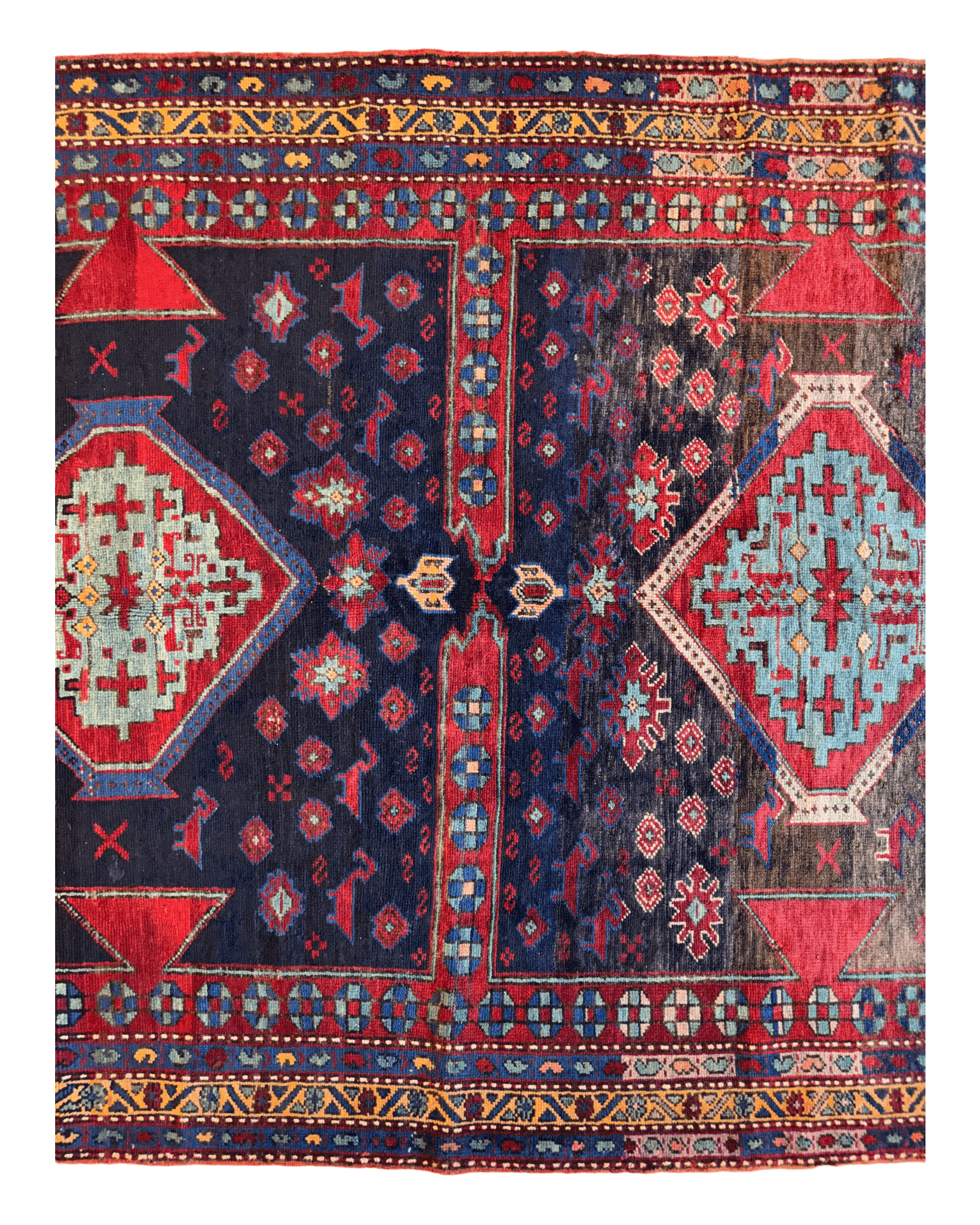 Antique 19th Century Handwoven Kazak Tribal Rug 5’ x 8’ - Tampa Home & Garden Store