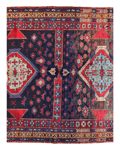 Antique 19th Century Handwoven Kazak Tribal Rug 5’ x 8’ - Tampa Home & Garden Store