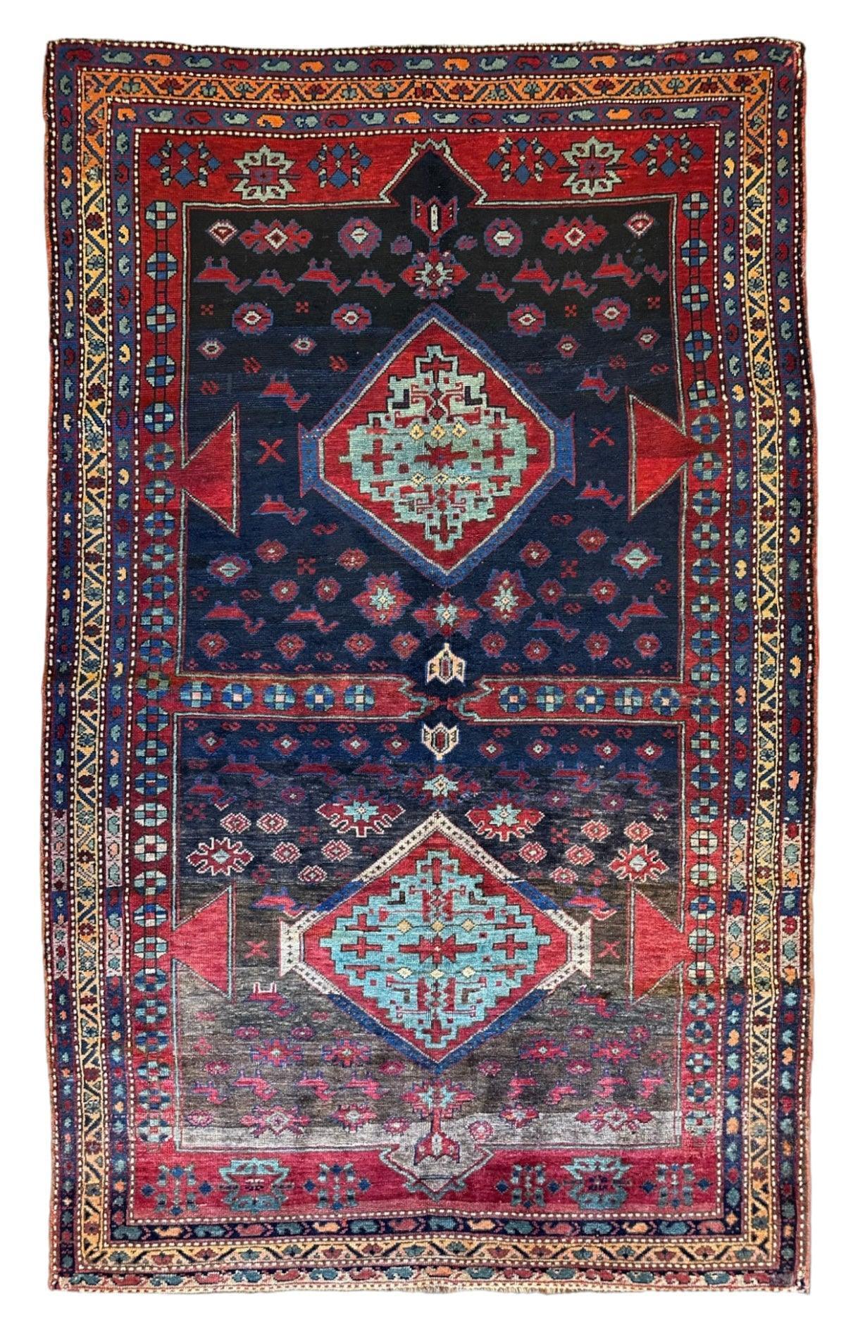 Antique 19th Century Handwoven Kazak Tribal Rug 5’ x 8’ - Tampa Home & Garden Store