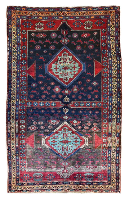 Antique 19th Century Handwoven Kazak Tribal Rug 5’ x 8’ - Tampa Home & Garden Store