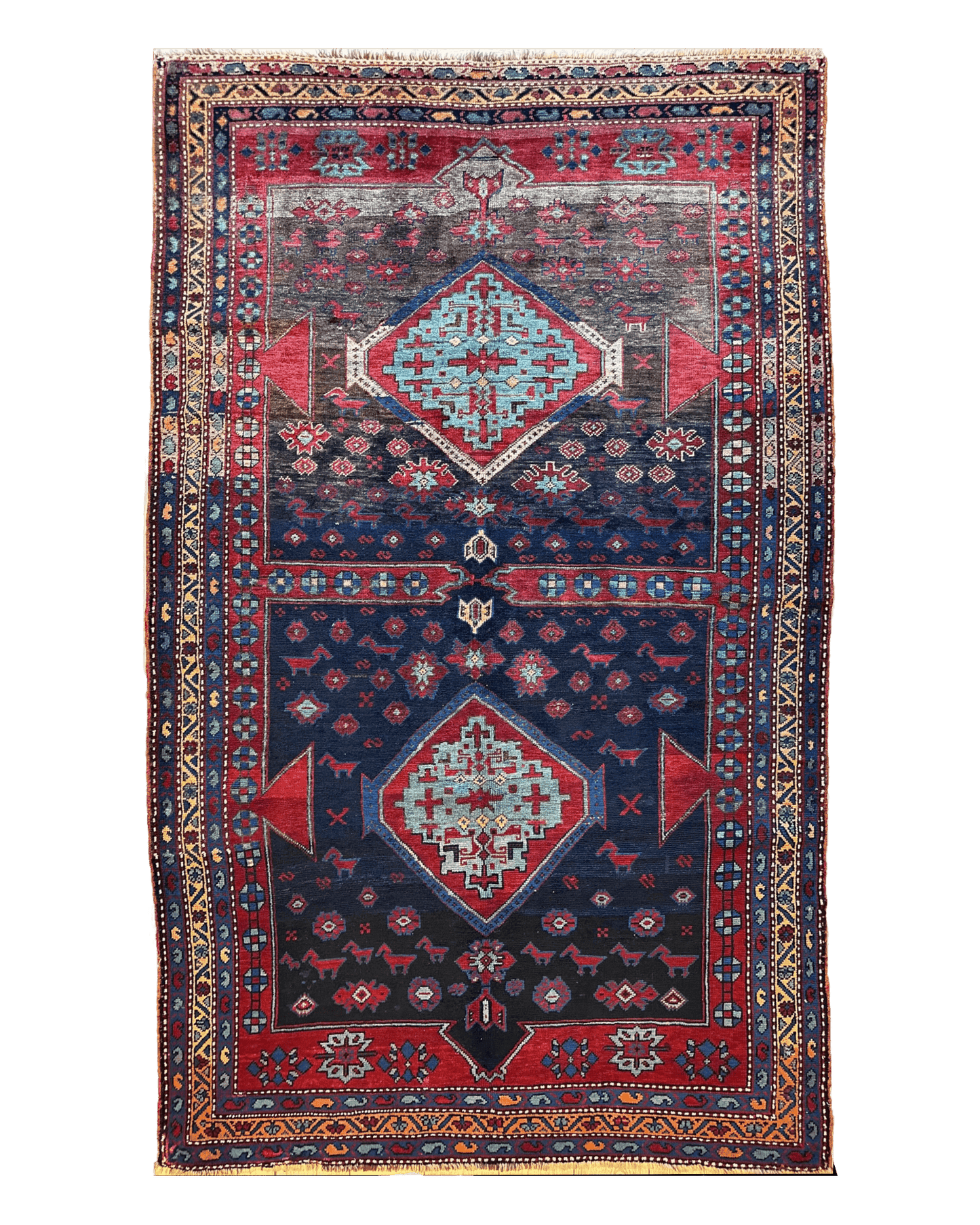 Antique 19th Century Handwoven Kazak Tribal Rug 5’ x 8’ - Tampa Home & Garden Store