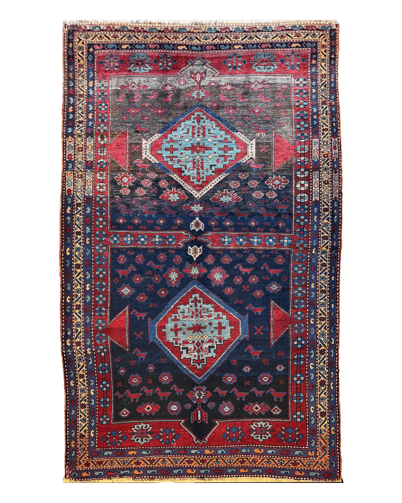 Antique 19th Century Handwoven Kazak Tribal Rug 5’ x 8’ - Tampa Home & Garden Store