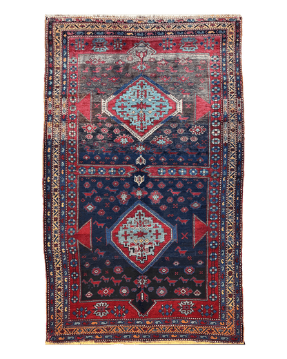 Antique 19th Century Handwoven Kazak Tribal Rug 5’ x 8’ - Tampa Home & Garden Store