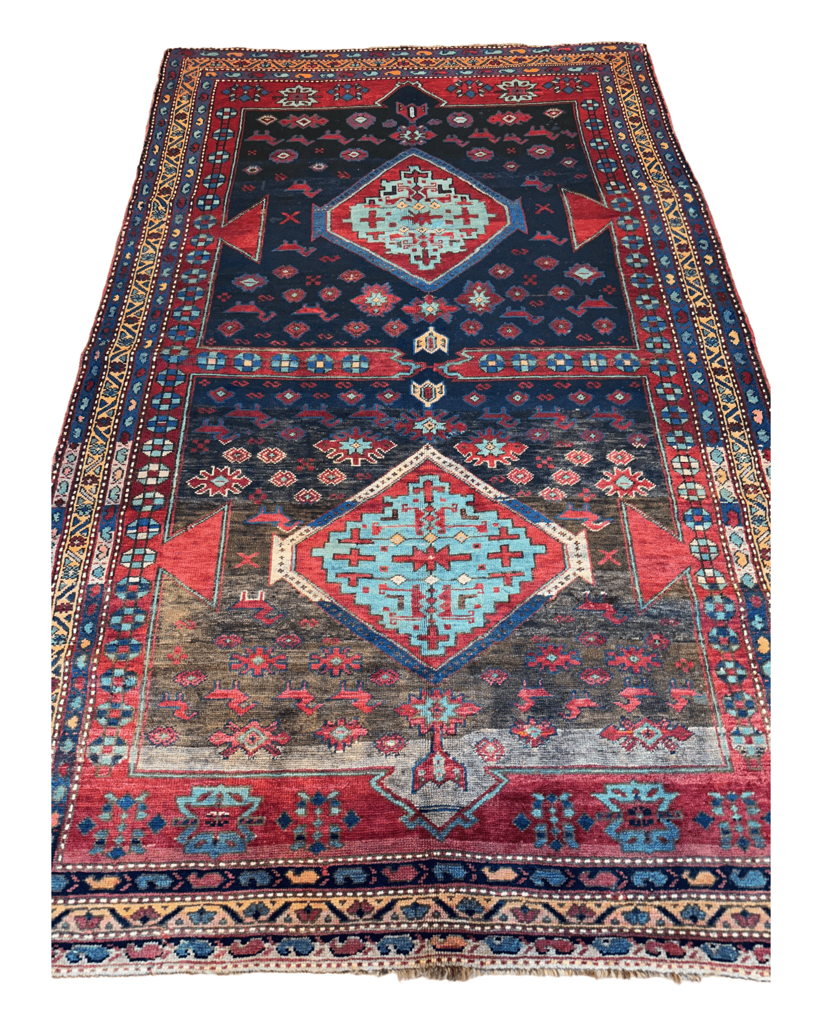 Antique 19th Century Handwoven Kazak Tribal Rug 5’ x 8’ - Tampa Home & Garden Store