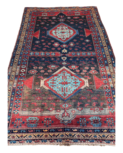 Antique 19th Century Handwoven Kazak Tribal Rug 5’ x 8’ - Tampa Home & Garden Store