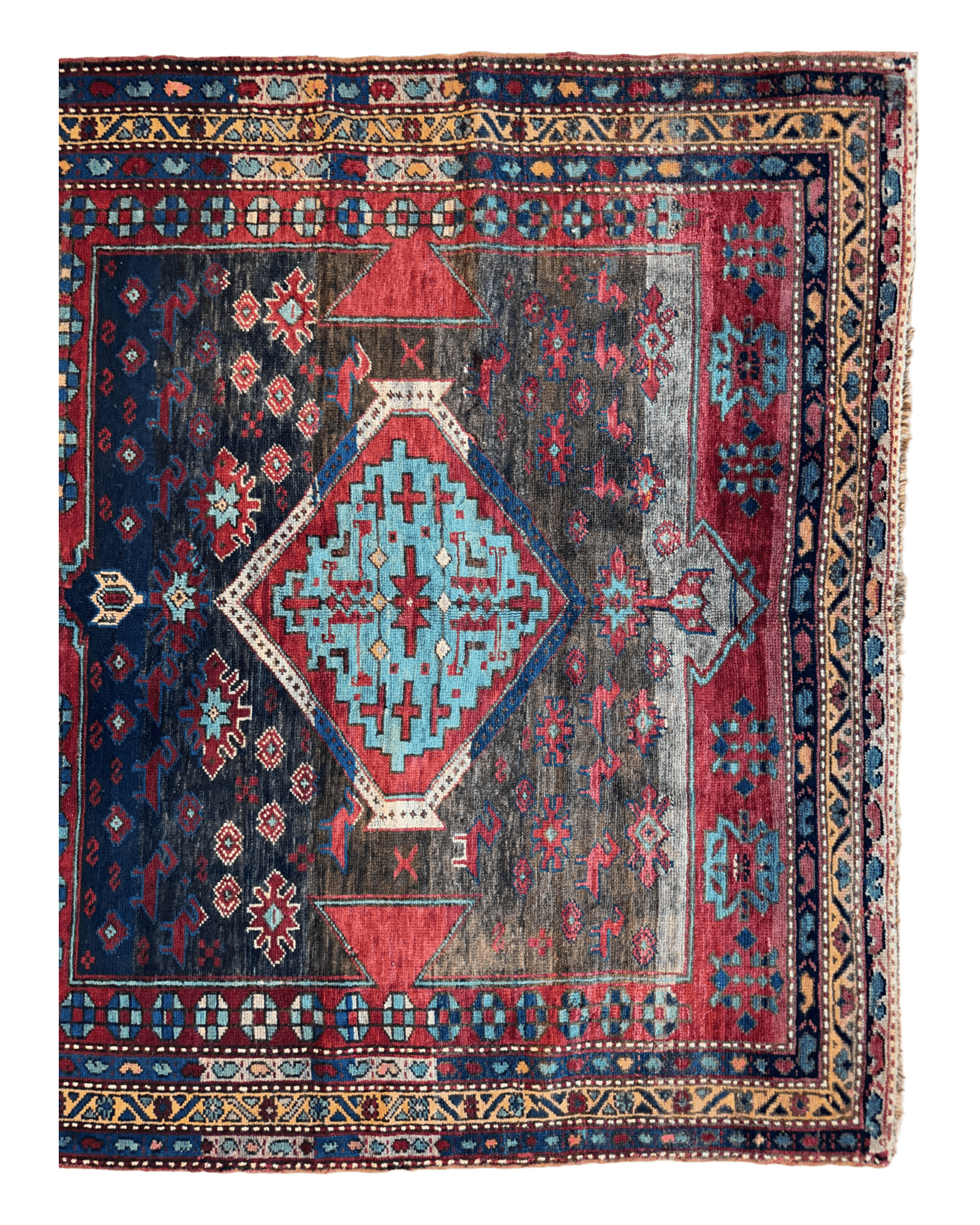 Antique 19th Century Handwoven Kazak Tribal Rug 5’ x 8’ - Tampa Home & Garden Store
