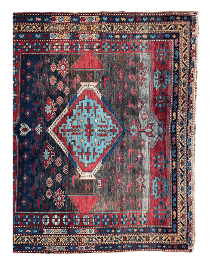 Antique 19th Century Handwoven Kazak Tribal Rug 5’ x 8’ - Tampa Home & Garden Store