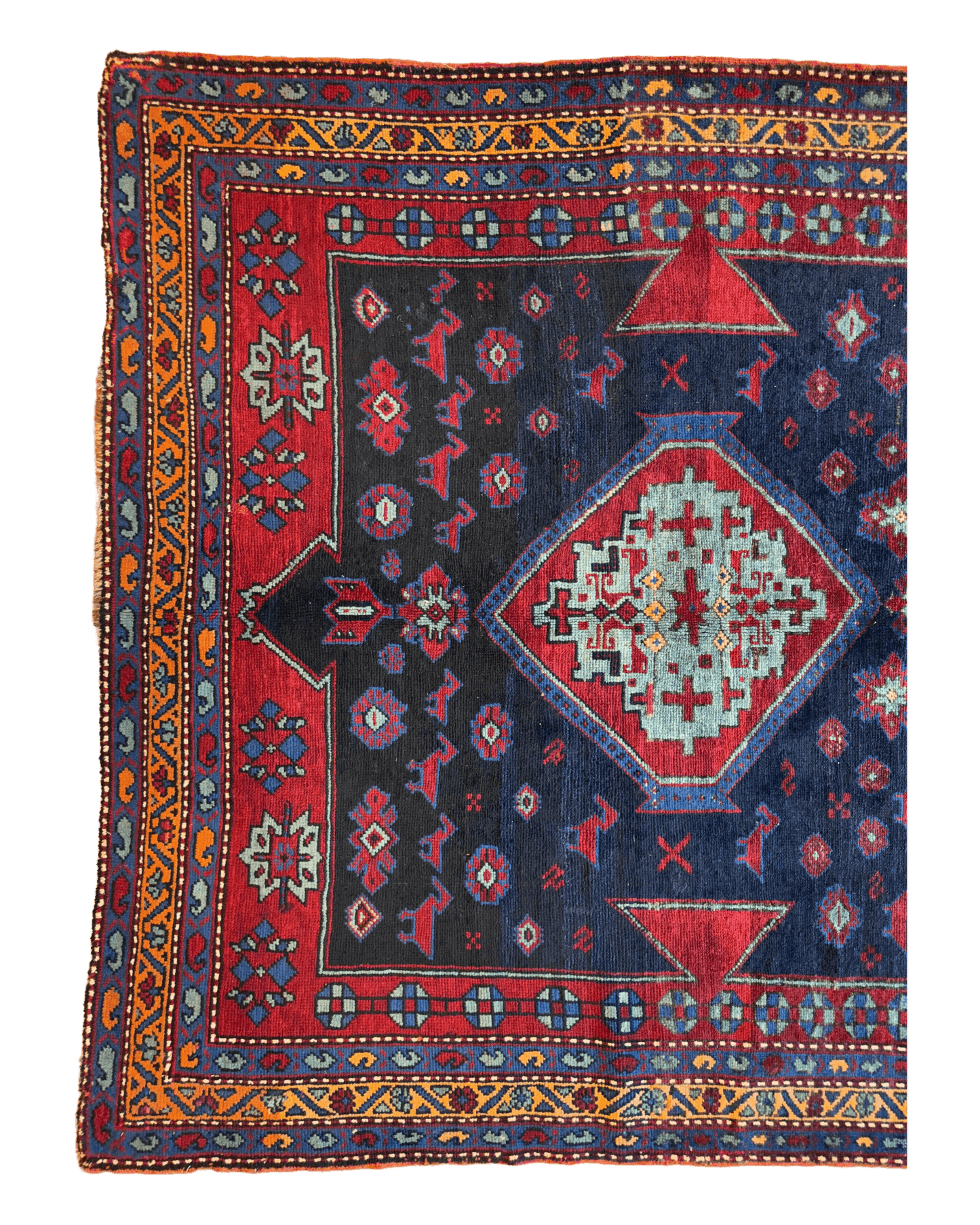 Antique 19th Century Handwoven Kazak Tribal Rug 5’ x 8’ - Tampa Home & Garden Store