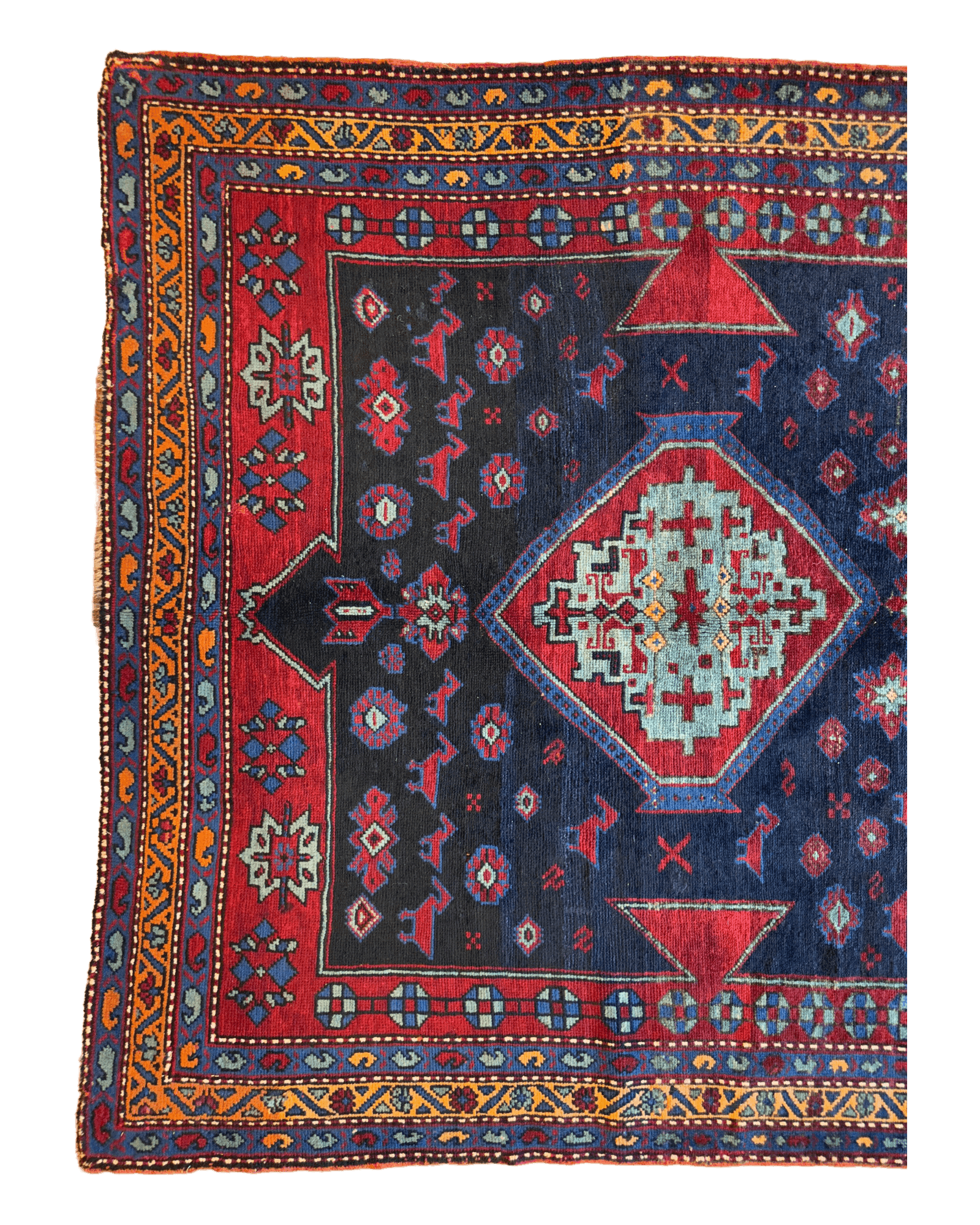 Antique 19th Century Handwoven Kazak Tribal Rug 5’ x 8’ - Tampa Home & Garden Store